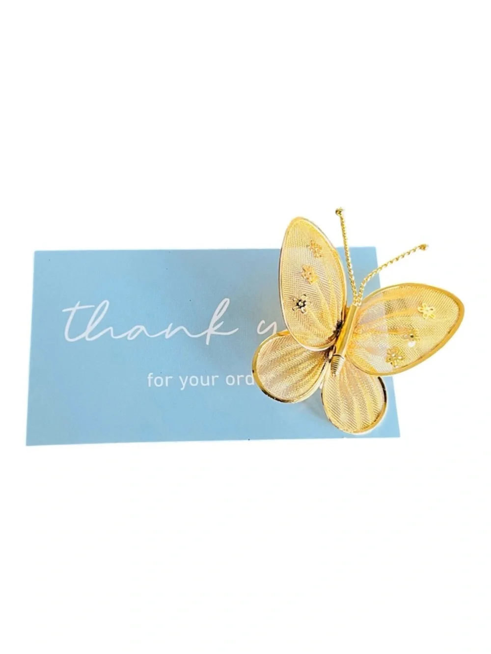 Vintage Criterion Butterfly Brooch – Gold Tone Mesh